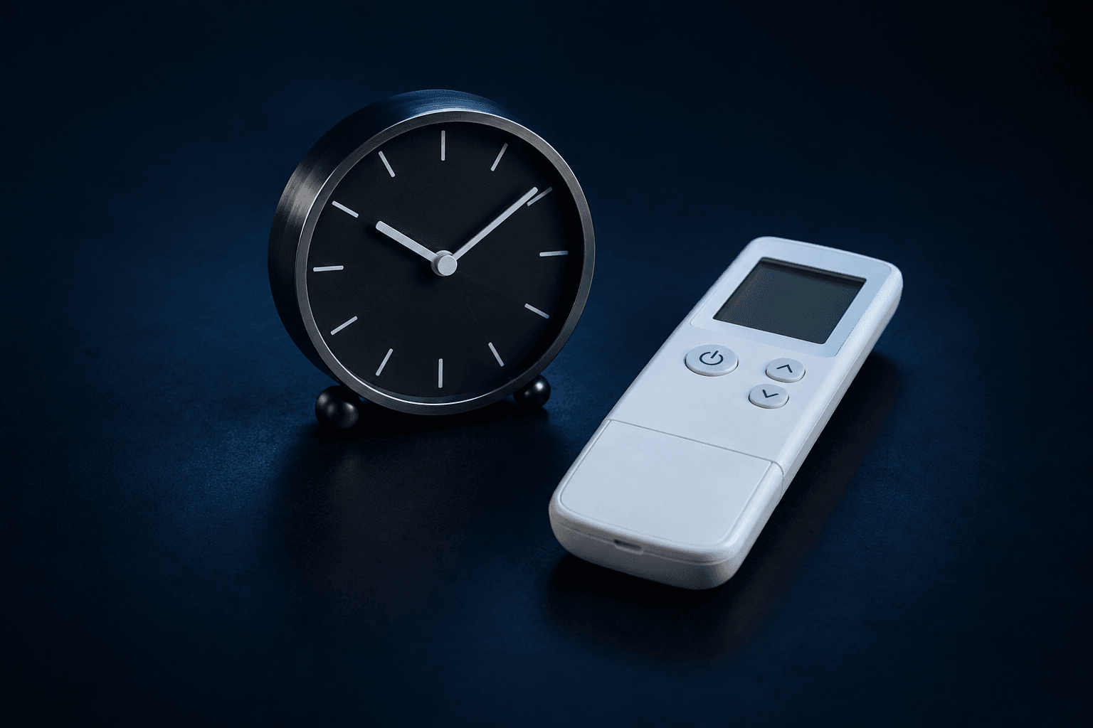 Reparación de aire acondicionado en Hortaleza, Madrid — Reloj analógico junto a un mando de climatización, para la consulta de encendidos y paradas inesperados en Hortaleza — Mitsutec