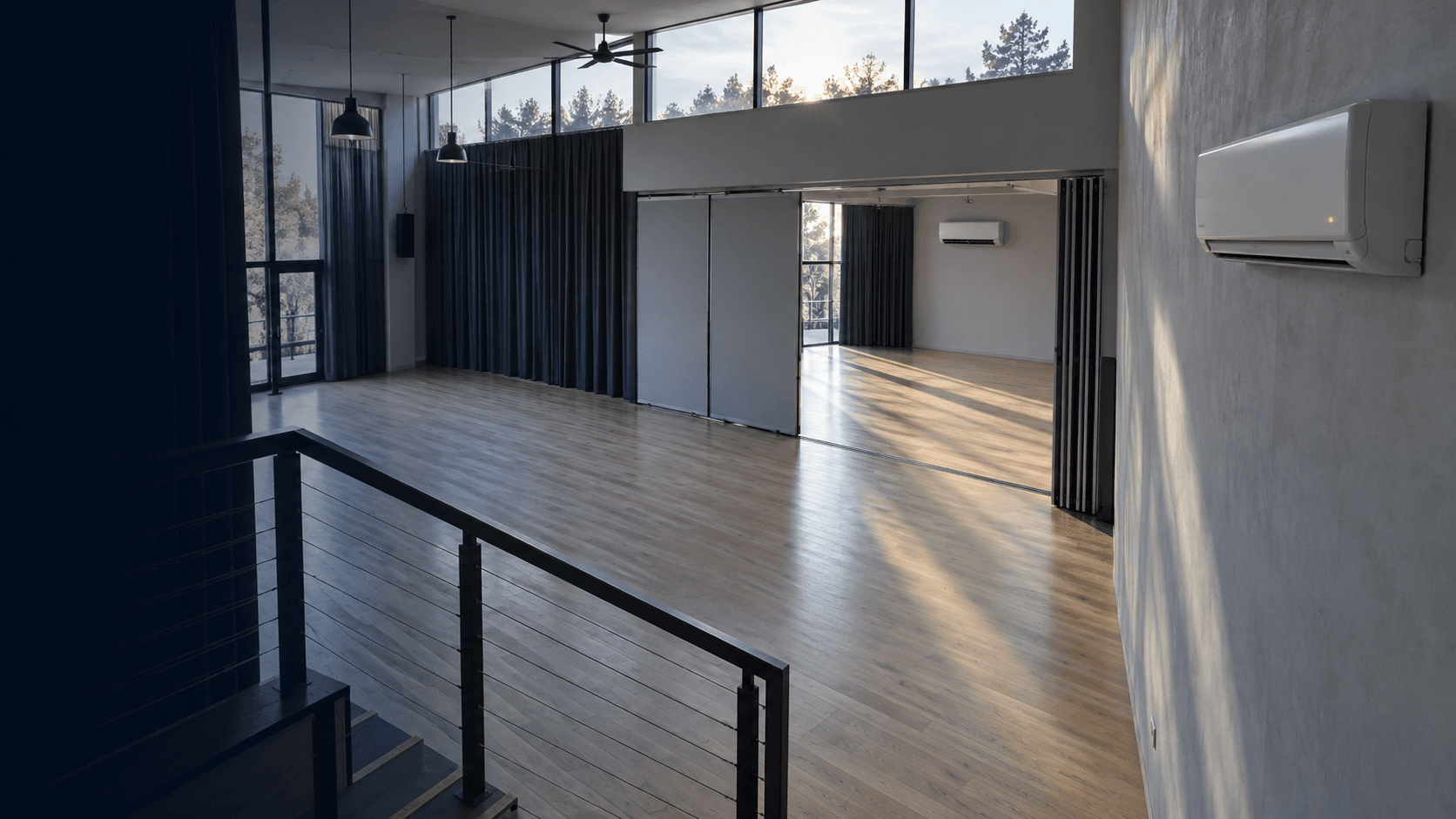 Reparación de aire acondicionado en San Fernando de Henares — Dos splits completos en zonas separadas de un estudio vacío, para la reparación de aire acondicionado en San Fernando de Henares — Mitsutec