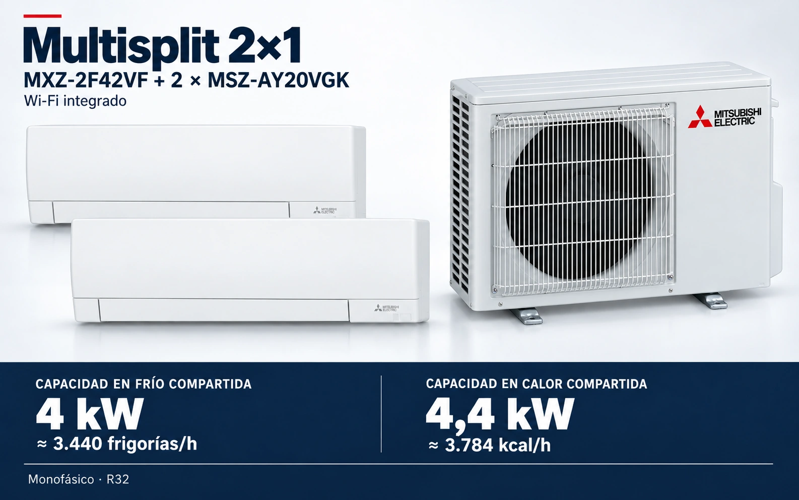Mitsubishi Electric MXZ-2F42VF + 2 × MSZ-AY20VGK